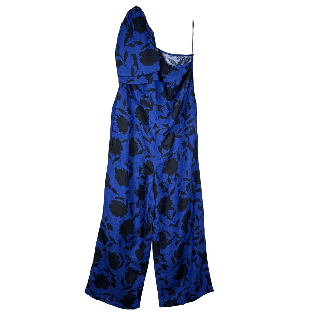 Kate Spade Target Womens Jumpsuit Size 8 Blue Black‎ Floral One Shoulder